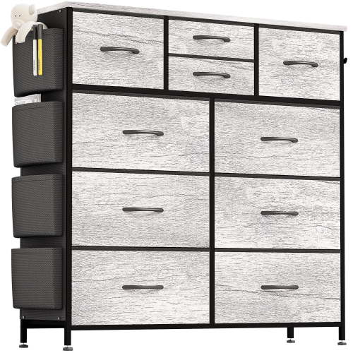 GIKPAL Fabric Dresser with Wood Top, Storage Tower for Bedroom & Closet, Oak