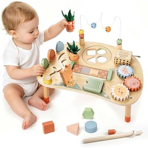 Joyreal Montessori Activity Table for 1 2 Year Old Boy & Girl Birthday Gift