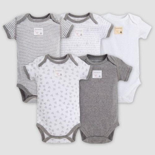 Burt's Bees Baby® Organic Cotton 5pk Short Sleeve Bodysuit Set - Heather Gray, Size: Preemie