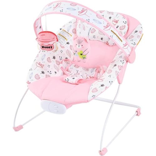Baby Bouncer, Foldable Infants Bouncy Seat with Music, 0-6M,0-20 lbs
