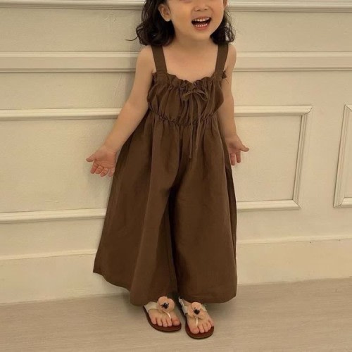 Toddler Solid Color Bow Vintage Overalls