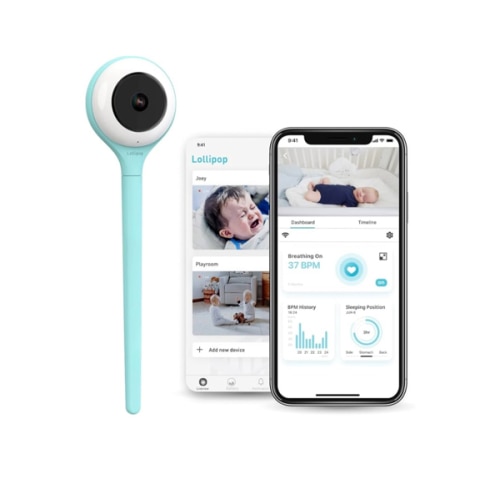 Lollipop Baby Monitor (Turquoise) - Full-Featured Smart Wi-Fi Camera of True Crying Detection with Extra in-App Plan of Breathing Monitoring/Sleep Tracking-Accessories Free/7 Days Trial Period