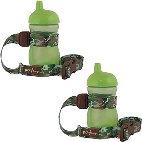 PBnJ Baby SippyPal Sippy Cup Holder Strap Leash Tether (Green Camo 2-Pack)