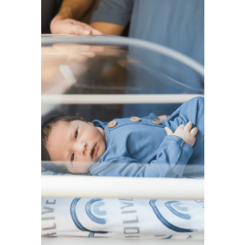 Solid Dusty Blue Bamboo Baby Knot Gown & Hat