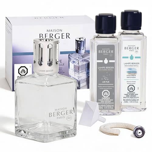 MAISON BERGER Set – Lampe Berger Starter Square Fragrance Diffuser with 2 Refills (Ocean Breeze & So Neutral) – Elegant French Air Purifier – Made in France – 2 × 250 mL (8.45 Fl Oz)