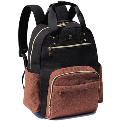 ESVAN Diaper Bag Backpack, Large Capacity Multifunction Baby Essentials Fashion Travel Pack Linen Canvas office Laptop Bag (Linen Brown)