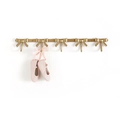 Gold Bow Hook Rustic Coat Rack Wall Hooks,Metal Decorative Hook Wall Mounted Bow Coat Hooks for Home Kitchen Bathroom Office (Gold, 5 Hooks)