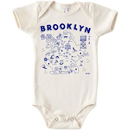 MAPTOTE Map One Piece-Unisex Baby Organic Cotton Short Sleeve Bodysuits-Various Sizes 3-18 Months-City Specific-Made in USA