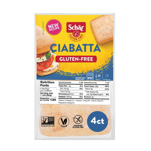 Schar Gluten Free Ciabatta Rolls, Artisan Bread Rolls Multipack, Regular, Shelf-Stable, 7 oz (4 Count)