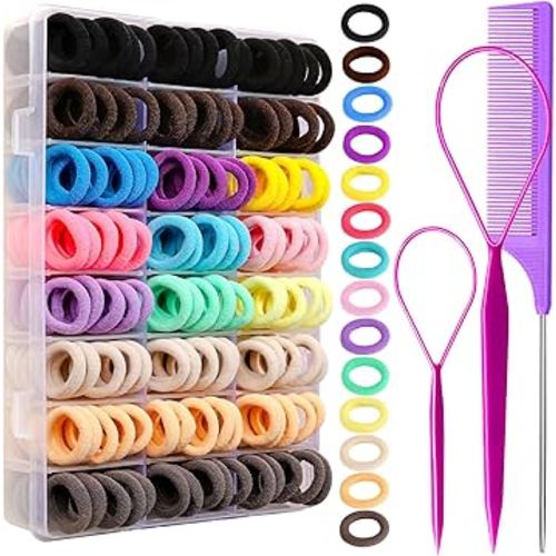 YGDZ Baby Hair Ties, 280 PCS Cotton Toddler Hair Ties, Seamless Soft Small Elastics Hair Bands with Organizer Box, Hair Accessories for Girls, Toddler, Kids, Mini Ponytail Holders…