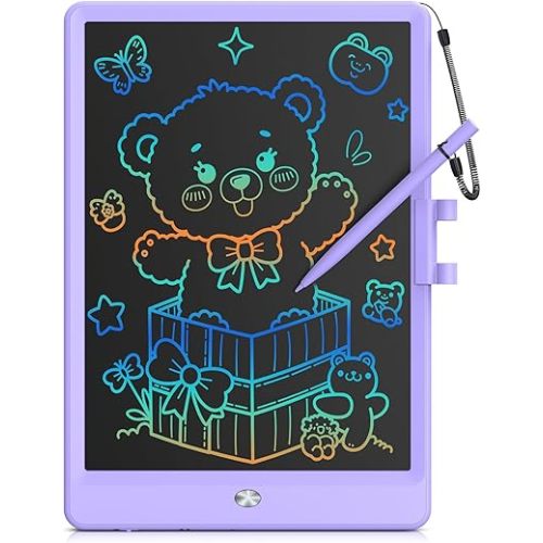 Bravokids 10 Inch LCD Writing Tablet for 3-8 Year Olds - Electronic Drawing Pad and Doodle Board as Educational Birthday Gifts for Girls and Boys (Purple)