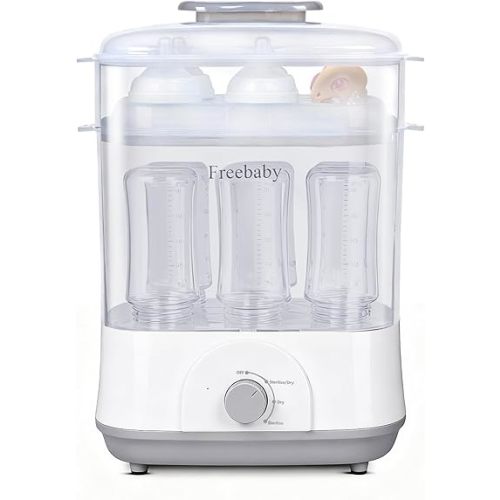 Freebaby Baby Bottle Sterilizer and Dryer,4 in 1 Electric Steam Sanitizer and Dryer for All Baby Bottle,Bottle Sanitizer for Pacifiers&Breast Pump Accessories,8 Bottles Capacity
