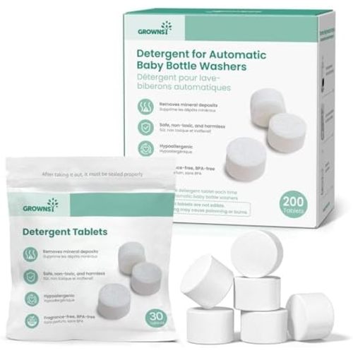 GROWNSY Bottle Washer Tablets 200 Count Detergent Fits All Bottle Washers