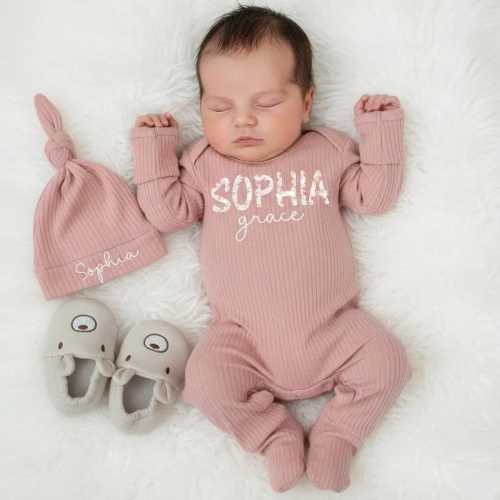 Personalized Baby Name Romper, Custom Ribbed Bodysuit, Girl Coming Home Outfit, Newborn Outfit, Baby Shower Gift