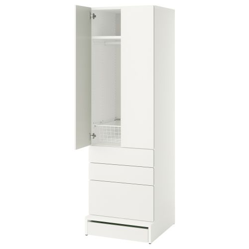 SMÅSTAD / UPPFÖRA Wardrobe - white white/with 3 drawers 23 5/8x25 5/8x77 1/8 "