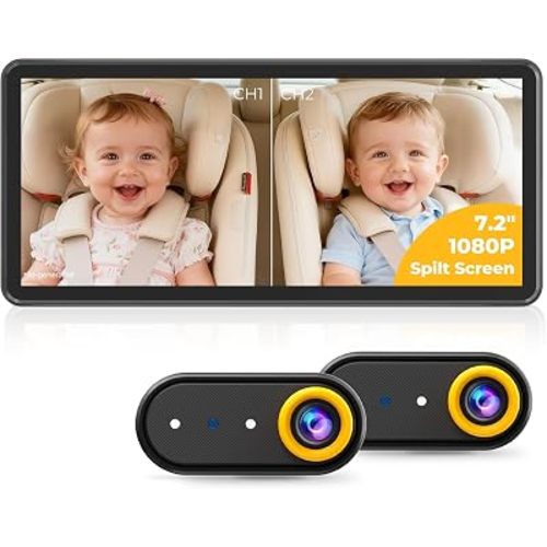 LUCKVIEW BM5PRO Dual Baby Car Camera, 7.2" 1080P Split Monitor