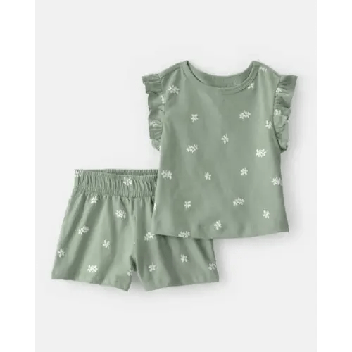 Baby Girl 2-Piece Floral Top & Short Set - Green | Carter's