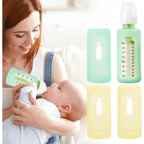 4PCS Silicone Baby Bottle Sleeves for Dr. Brown Bottles 8 oz, Silicone Bottle Covers Replacement for Dr. Brown Glass Bottles, Narrow Sleeve with a Cutout, Dishwasher/Freezer/Microwave Safe
