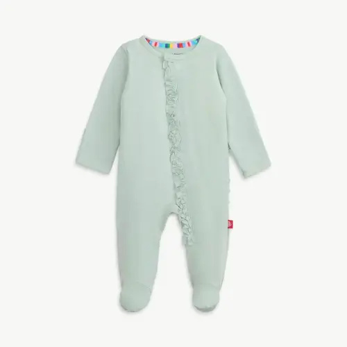 Sea Foam Modal Magnetic Parent Favorite Footie with Ruffles NB