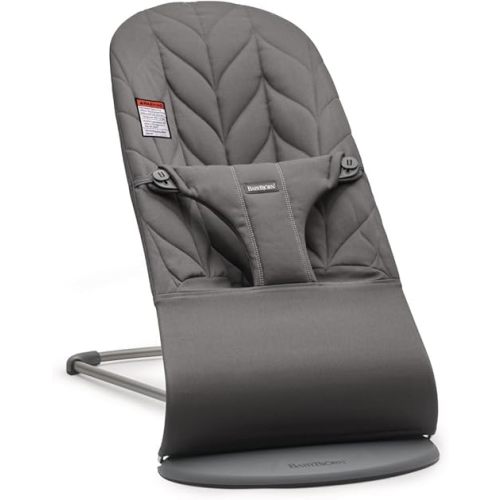 BabyBjörn Bouncer Bliss, Anthracite, Woven, Petal Quilt | 2-in-1 Adjustable Baby Bouncer Seat and Toddler Chair, Newborn to Toddler (8-29 lbs), 4 Positions, Lightweight & Portable