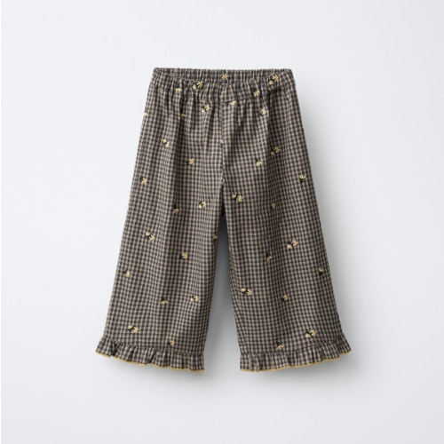 EMBROIDERED FLORAL GINGHAM CULOTTES - Gray | ZARA United States