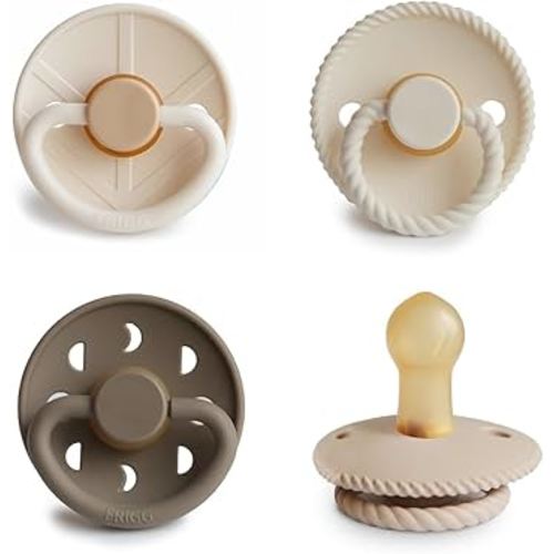 FRIGG Natural Rubber Baby Pacifier 4-Pack Crystal Sparkle | Made in Denmark | BPA-Free (0-6 Months)