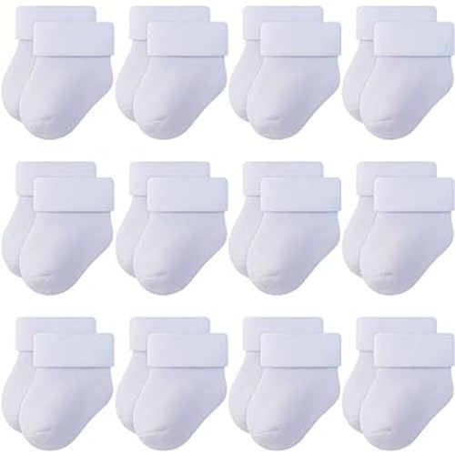 RATIVE Newborn Baby Socks 0-6,6-12 Months Terry Turn Cuff Socks for Boys Girls