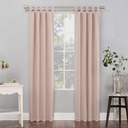 63"x40" Sun Zero Blackout Kenneth Energy Saving Tab Top Curtain Panel Blush: Modern Polyester Curtain Panels