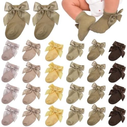 Toulite 12 Pairs Preemie Socks Baby Girls Boys Premature Ruffle Turn Cuff Cotton Sock Hospital NICU for Newborn