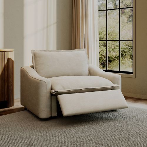48" Modern Oversized Power Reclining Sofa with Pet-Friendly Fabric, 
1 Recliners, 90°-145° Zero Gravity Recline, Solid Wood Construction, USB Charging, Adjustable Headrest, Wall-Hugging, Cloud-like Comfort, Waterproof & Scratch-Resistant Fabric, Beige