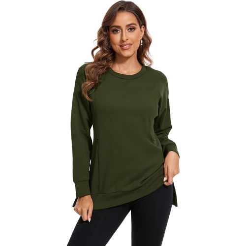 Smallshow Women's Nursing Tops Sweatshirt Long Sleeve Side Split Breastfeeding Shirt