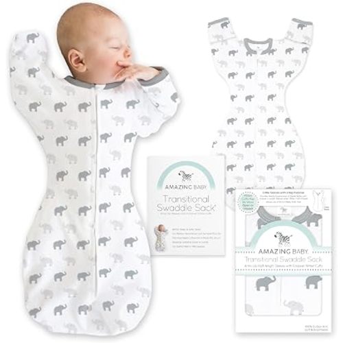 Baby Swaddle Sack, Tiny Elephants Sterling, Small