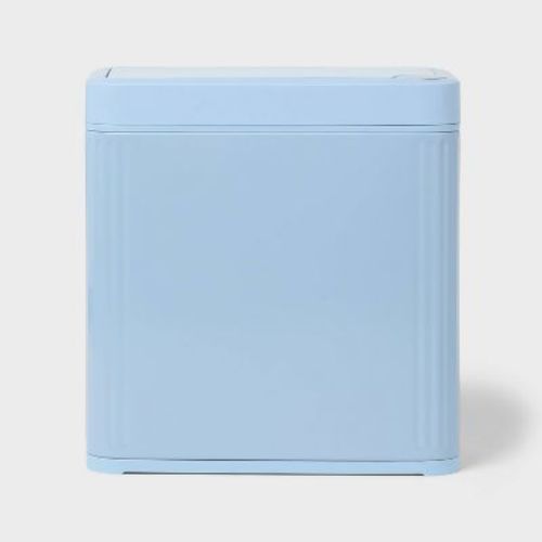 10L Slim Ribbing Stainless Steel Motion Sensor Can Blue - Brightroom™