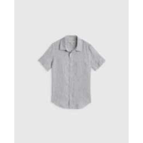 100% European Linen Short Sleeve Shirt in Deep Navy