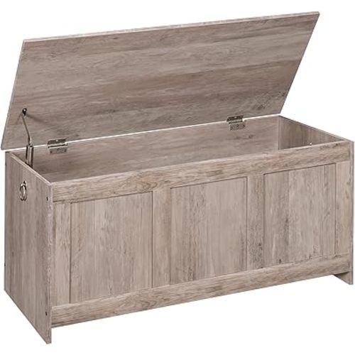 HOOBRO Storage Bench, 39.3" Retro Wooden Storage Chest, Wooden Storage Trunk, Toy Chest with Lift Top, Multifunctional Entryway Organizer, for Entryway, Living Room, Greige BG141CW01