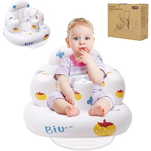Inflatable Baby Floor Seat, Baby Chair for Sitting Up with Two-Point Harness Column-Shaped Airbag Sofa Support for 3-36 Month Olds, Infant Seat Built in Air Pump for Home or Travel