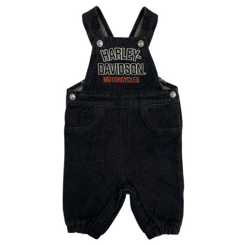 Harley-Davidson® Baby Unisex Embroidered H-D Denim Newborn Overalls - Black - Wisconsin Harley-Davidson