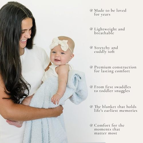 Saranoni Bamboni Luxury Baby Blanket | Cozy & Soft Plush Receiving Blankets | Perfect for Girls & Infant Baby Boy Blankets | Sky Blue - 30” x 40"