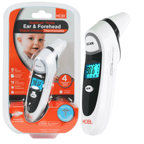 MOBI DualScan Prime Ear & Forehead Thermometer with Object Temperature Readings for all ages HSA/FSA Eligible