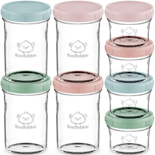 8pk Prep Baby Food Storage Containers, Leak-Proof, BPA Free Glass Baby Food Jars for Feeding (Musk Dusk)