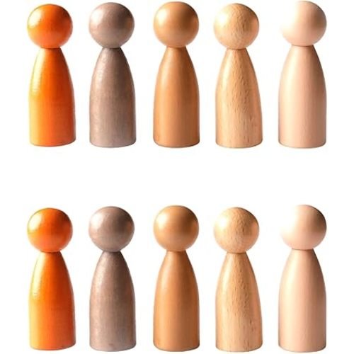 THE FRECKLED FROG-FF455 Peg People of the World - Set of 10 - Ages 12m+ - Wooden People for Toddlers - Imaginative Play, Loose Parts Kits and Sensory Bins