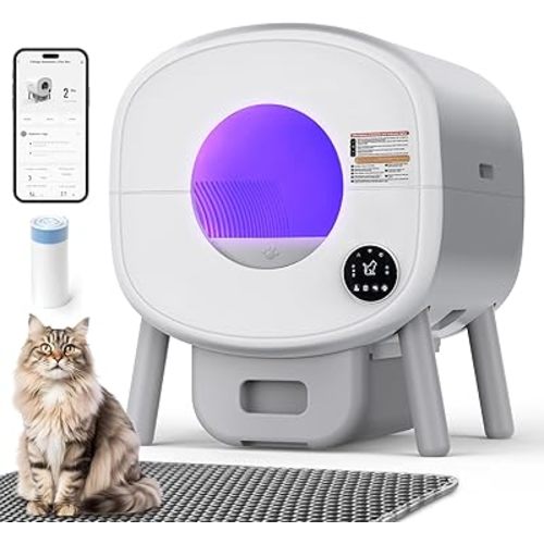 Self Cleaning Litter Box: Extra Large Automatic Litter Box Self Cleaning for Multiple Cats, Odor-Free, App-Controlled, Ambient Light Waste Disposal