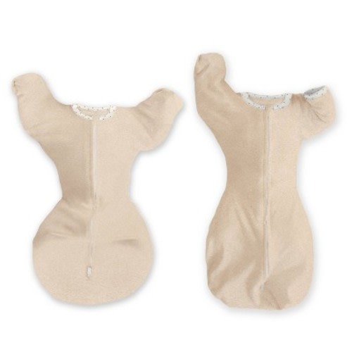 SwaddleDesigns Baby Transitional Swaddle Sack, Arms Up Elbow Length Sleeve Wearable Blanket - Heathered Oatmeal 3-6m