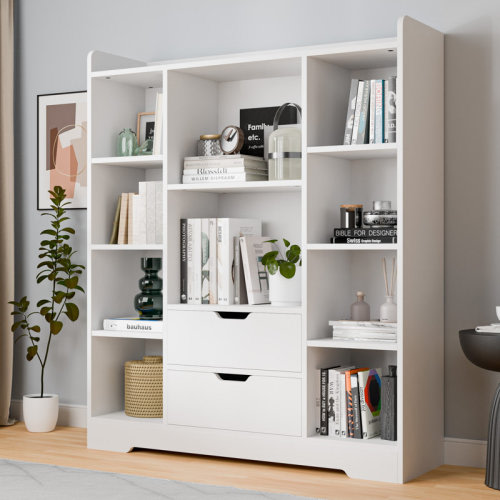 Latitude Run® Achnas 39" W x 47" H Storage Bookcase with 10 Cubes and 2 Drawers & Reviews | Wayfair