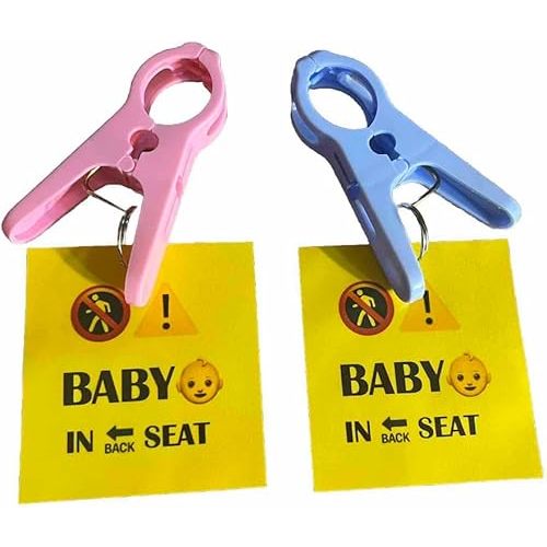 Baby in Car Reminder 2 Pack/Hot Car Death Prevention/Clip On Baby in Car Notice Alarm