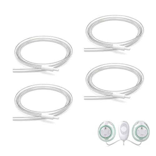 4 Pack Replacement Tubing Compatible with Elvie Stride, Breast Pump Tubing with Tube Connectors, Connect Motor Unit and Breast Shields, Durable and Easy to Clean, Replacement Pump Parts, Clear