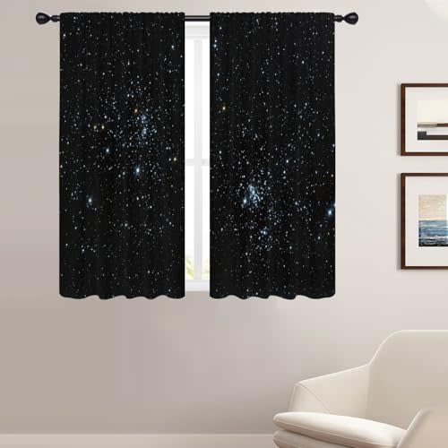 Coxila Galaxy Window Curtains for Bedroom 42 x 63 Inch Outer Space Star Gothic Goth Black Trippy Celestial Kids Boys Starry Nebula Universe Anime Living Room Treatment Set of 2 Curtain Panels Drapes