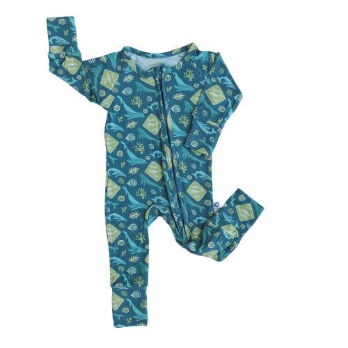 Whale Crossing Bamboo Zip Romper
