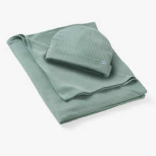 Little Sleepies Willow Ribbed Swaddle & Infant Beanie Set
