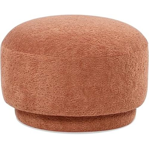 Jennifer Taylor Home Fuji 15" Mushroom Footstool Ottoman in Spice Orange Fleeced Teddy